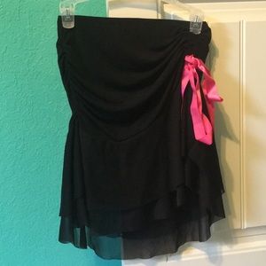 Black skirt with pink ribbon
